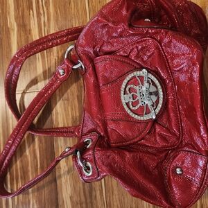Kathy Van Zeeland Red Shoulder Bag with Silver Accents